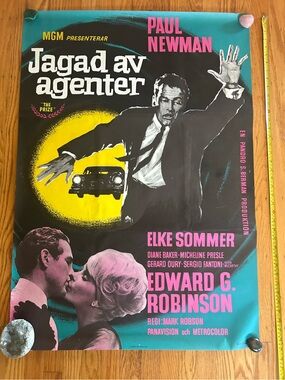 Vintage Retro Movie Poster with Yellow Sunburst and Pink Text